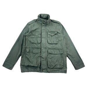 Punk Royal Military Style Green Canvas Hooded Jacket Headdress Skull Men's XL